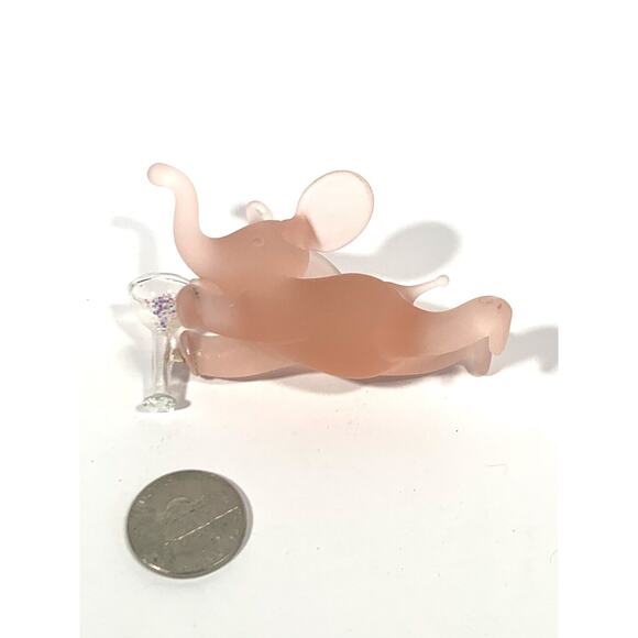 1 Silvestri ornament pink elephant frosted glass champagne mini - Picture 5 of 5